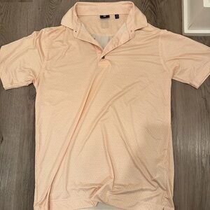 Men's Light Peach FootJoy Short-Sleeve Polo Shirt
